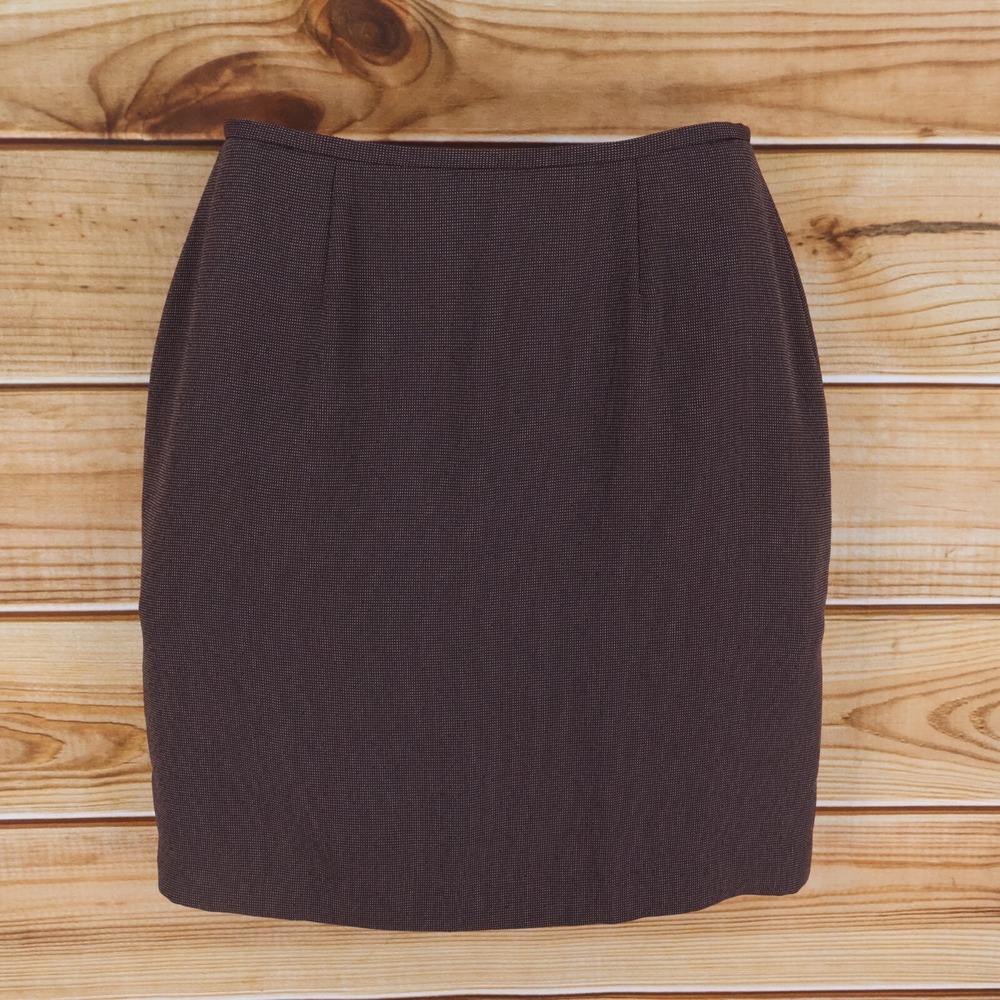 Worthington‎ Pencil Skirt Womens 12 Dark Brown Dots Knee Length Business Career